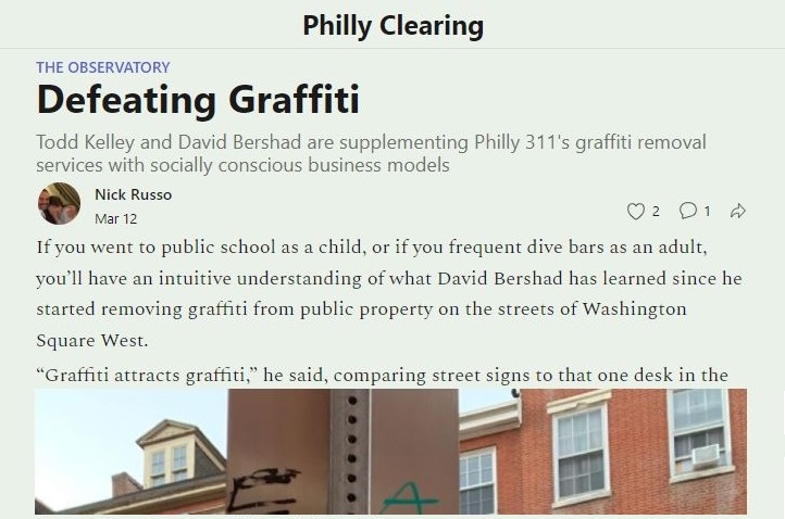 Defeating Graffiti: Todd Kelley and David Bershad are supplementing Philly 311’s graffiti removal services with socially conscious business models